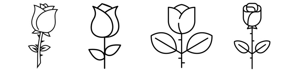 Rose icon vector set. flower illustration sign collection. floret symbol. blossom logo.