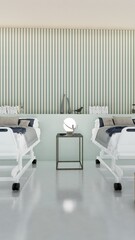 Diseño interior de domitorio de una residencia de ancianos