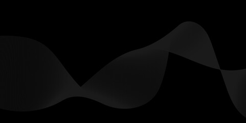 Black abstract lines 3d waves on dark background vector