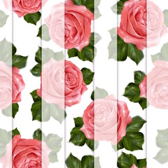 Roses seamless pattern background. Romantic fabric design. - 773852386