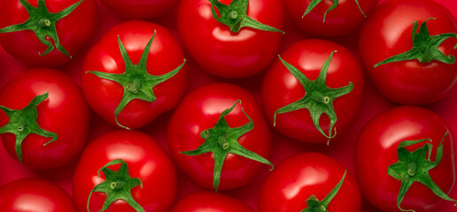 Tomato close up, red vegetable background, top view - Powered by Adobe