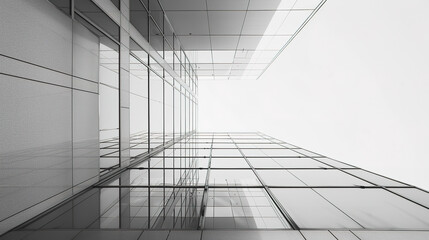 Obraz premium A minimalist shot of a modern building with reflections in the glass windows