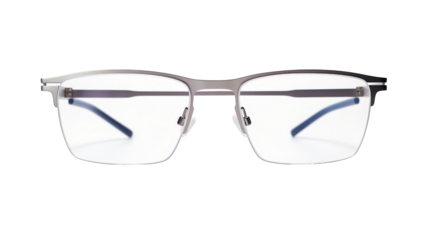A pair of glasses resting on a white background