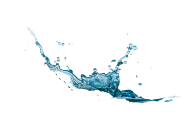 Blue water splash isolate white background.
