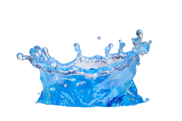 Blue water splash isolate white background.