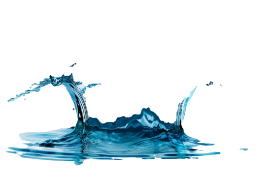 Blue water splash isolate white background.
