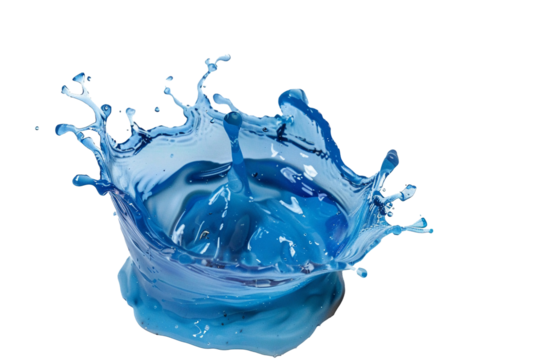 Blue water splash isolate white background.