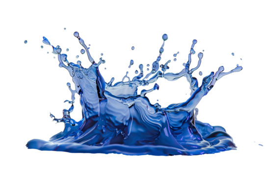 Blue water splash isolate white background.