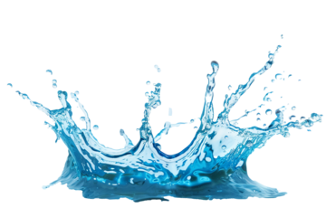 Blue water splash isolate white background.