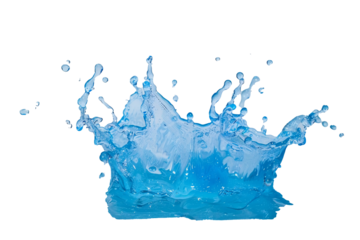 Blue water splash isolate white background.