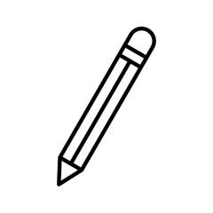 Black pencil flat icon in simple outline style for websites, apps