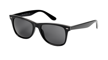 A pair of stylish sunglasses placed on a pristine white background