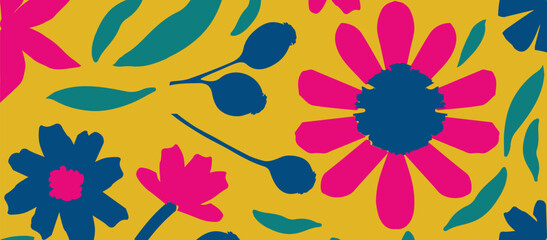 Colorful leaves seamless pattern background vector illustration. Branches and leaves art print for beauty, fashion and natural products, spa and wellness, wedding and events poster.