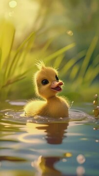 Duckling Takes a Dip in a Sunny Pond, Generative AI