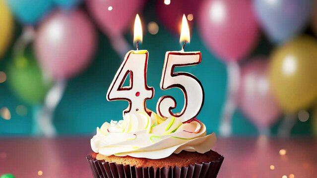 Timlapse with fast sequence of birthday cupcake. Fourty six years celbration. 46 Happy birthday animation. forty-sixth anniversary