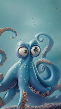 Playful Octopus Swims in the Deep Sea, Generative AI