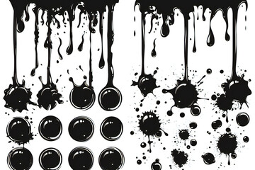 Black ink splashes set, graphic element