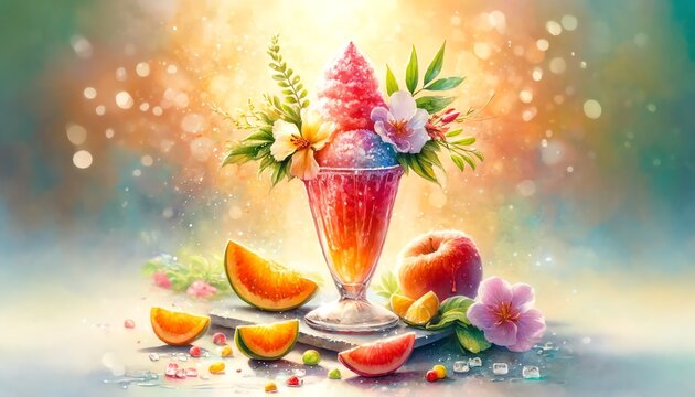 Watercolor Painting of Snow Cones