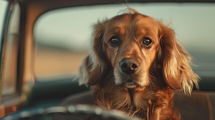 With a determined look in its eyes, the dog assumes the role of driver, proving that even our furry friends can master the art of motoring