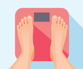 Bare feet female standing on weight scale. - 773858106