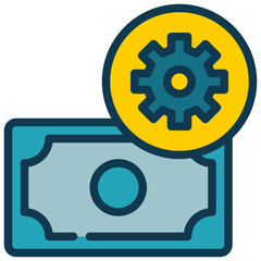 money management gear wheel filled outline
