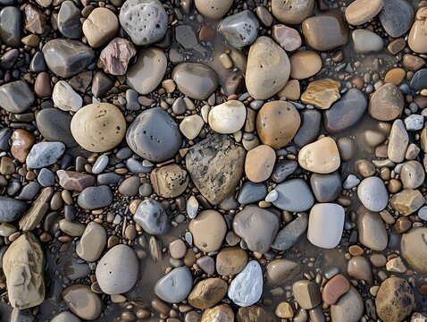 Wet River Stones in Natural Colors