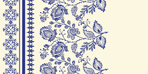 Floral pattern vector with two colors. Wallpaper design, paper wrapping, background, fabric. Vector seamless pattern with decorative climbing flowers.