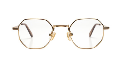 A pair of stylish glasses sit elegantly on a clean, white background