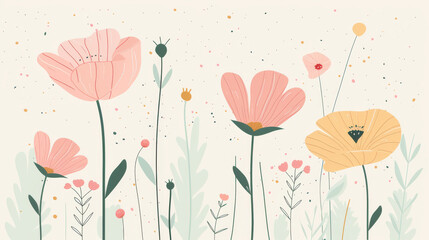 Warm Blossoms - Minimalistic Flower Wallpaper