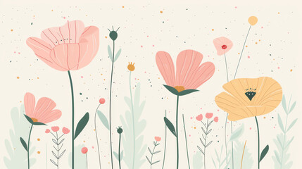 Warm Blossoms - Minimalistic Flower Wallpaper