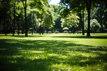 Fototapeta na wymiar Beautiful scenic green meadow in the park with lush grass