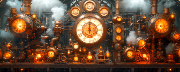 Mechanisms and gears, Professional steampunk background.