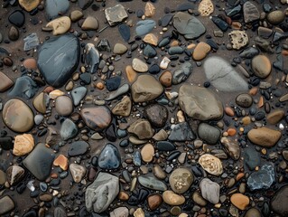 Wet Beach Pebbles of Various Colors