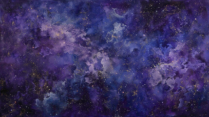 A celestial display of shimmering stars agnst a canvas of deep purples and blues, evoking a sense of wonder and awe.