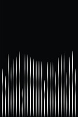 Vertical white lines, black background with empty space. Blank black board template and vertical banner. Isolated.