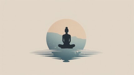 Silhouette of Person Sitting in Lotus Position - obrazy, fototapety, plakaty