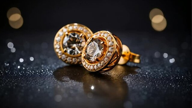chic gold earrings on a dark background