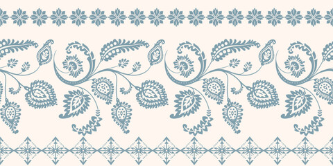Floral pattern vector with two colors. Wallpaper design, paper wrapping, background, fabric. Vector seamless pattern with decorative climbing flowers. - obrazy, fototapety, plakaty