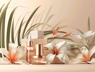 Banner ad for beauty products realistic background.