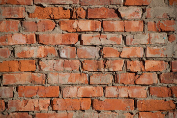 Texture of old weathered brick. Background of old red bricks