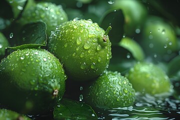 Group of Limes With Water Droplets