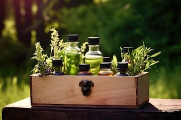 tinctures and herbs in the box
