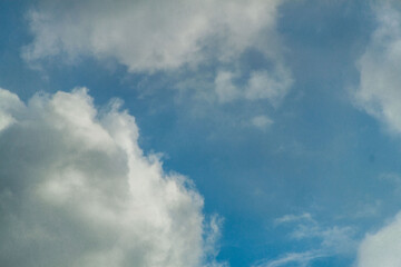 Clouds in the blue sky on a sunny day. Sunny sky background