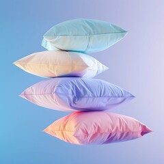 collection of pillows on blue background. each one is shot separately