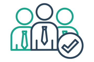 check icon. people with check mark. icon related to action plan, business. line icon style. business element illustration