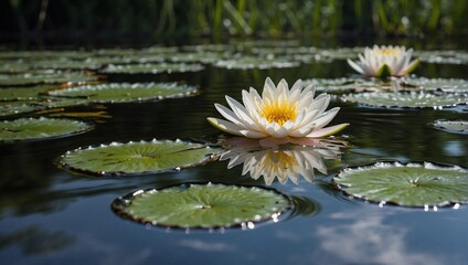 water lily in the water clear water 