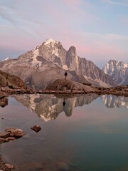 Sunset at Lac Blanc Chamonix, Col des Drus, France, Alps