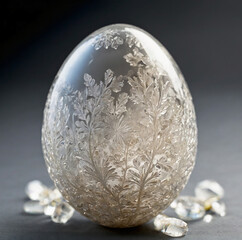 Fototapeta na wymiar silver cristal egg on white
