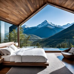 beautiful modern living room design by a architect in a chalet in a mountain 