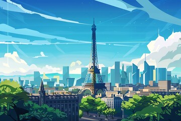 panorama of Paris city - obrazy, fototapety, plakaty